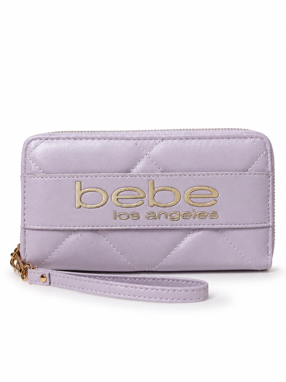 bebe Quilted Lavender Wallet with Gold Logo